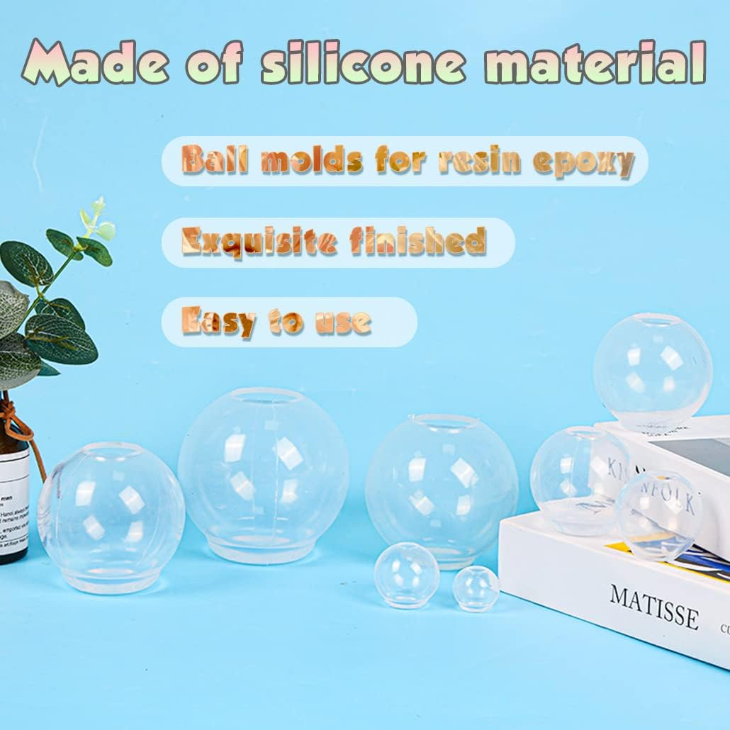 Isuperb 5Pcs Resin Ball Set Silicone Model round Resin Casting Model Sphere Model for Resin Epoxy 3D Crystal Resin Kits DIY Jewelry Craft, Resin Crafts, Handmade Crystal Pendants image number 6