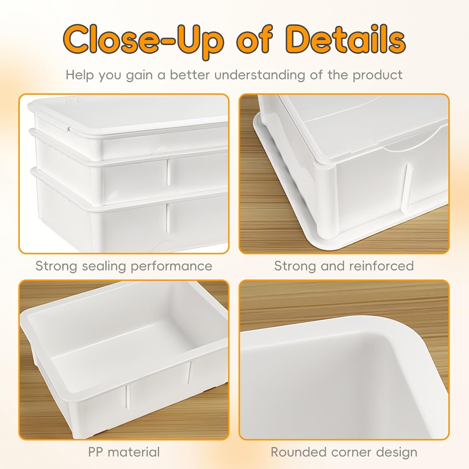 4-In-One Dough Proofing Box Set &ndash; Food-Grade Stackable Pizza Dough Proofing Containers with Lids for Home Baking Sourdough, Pastry (48 * 34 * 21Cm) image number 5