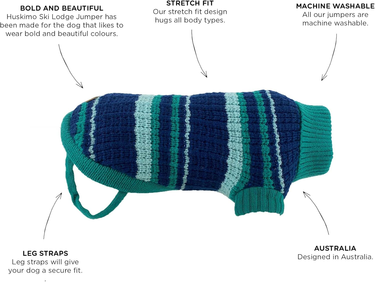 Huskimo Dog Jumper Ski Lodge Green 40Cm &ndash; Soft Dog Sweater, Stretch Fit, Machine Washable, Winter Dog Clothing image number 4