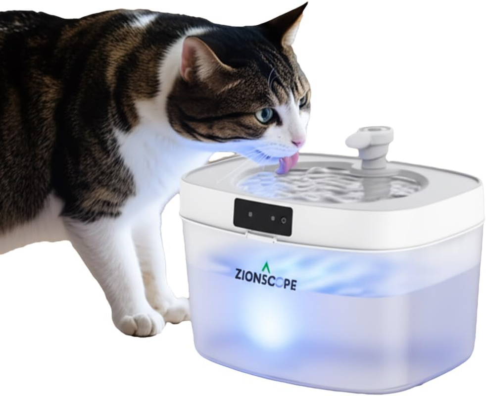 4L Automatic Wireless Pet Water Fountain| Upgraded Filtration System | Ultra-Quiet | Low Water Alarm | Multiple Cats Water Fountain | Radar Sensor/Two Water Mode | Long Battery Life(Grey, 4L)