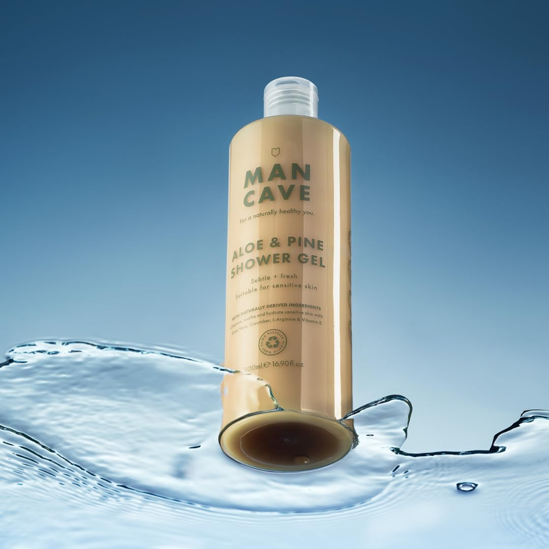 Mancave Shower Gel Men for Sensitive Skin - Aloe and Pine 500 Ml - Sulphate Free and Natural, Vegan, Cruelty Free, Recycled Packaging, Sensitive Shower Gel Men image number 4