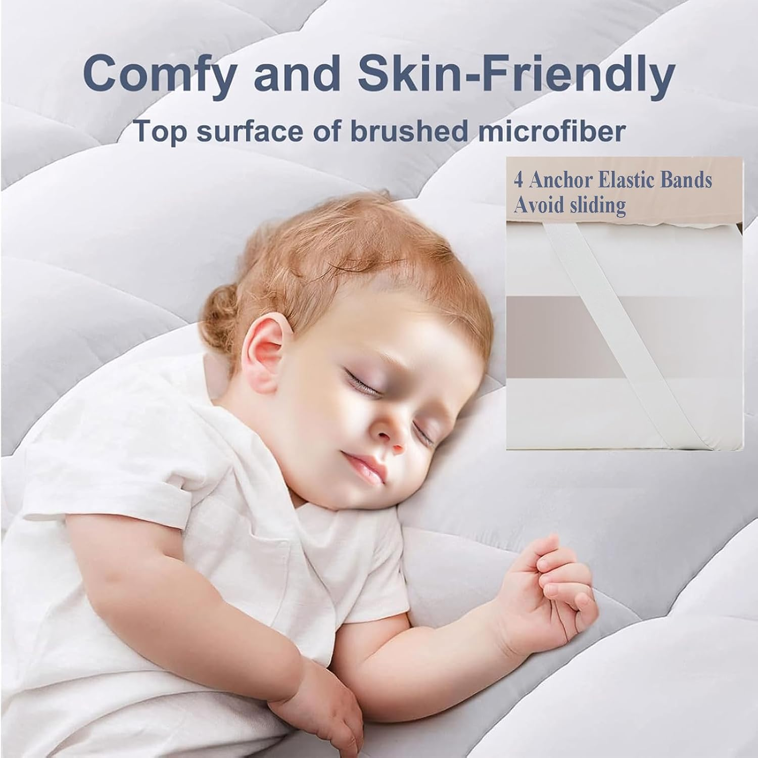 Luxury Bamboo Mattress Topper Single Size(90X200Cm), Cooling & Softness, 1500GSM Microfibre Filling,10Cm Thick with Elastic, Fitted Washable Hypoallergenic Mattress Protector image number 1