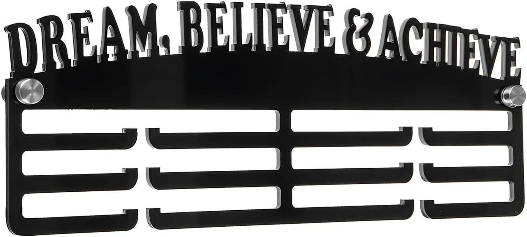Medal Display Hanger, Wall Mounted Acrylic Medal Display Rack, Decorative Black Medal Holder with Inspirational Words Memorial Medal Hanger for Living Room Bedroom image number 2