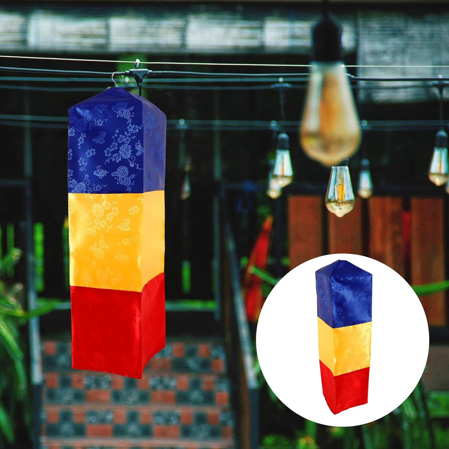 LUOZZY Traditional Korean Style Lantern Vinatge Hanging Lantern DIY Layout Props for Restaurant Home Shop Decoration - Red Yellow Blue image number 1