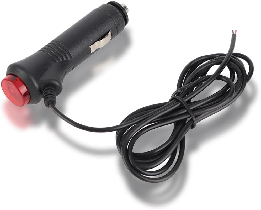 12V Car Cigarette Lighter Plug, Universal Cigarette Lighter Power Cable Adapter with LED Switch Button Male Plug Extension Cord Outlet Extender Connector Supply for Inverter Motorbike Motorcycle image number 2