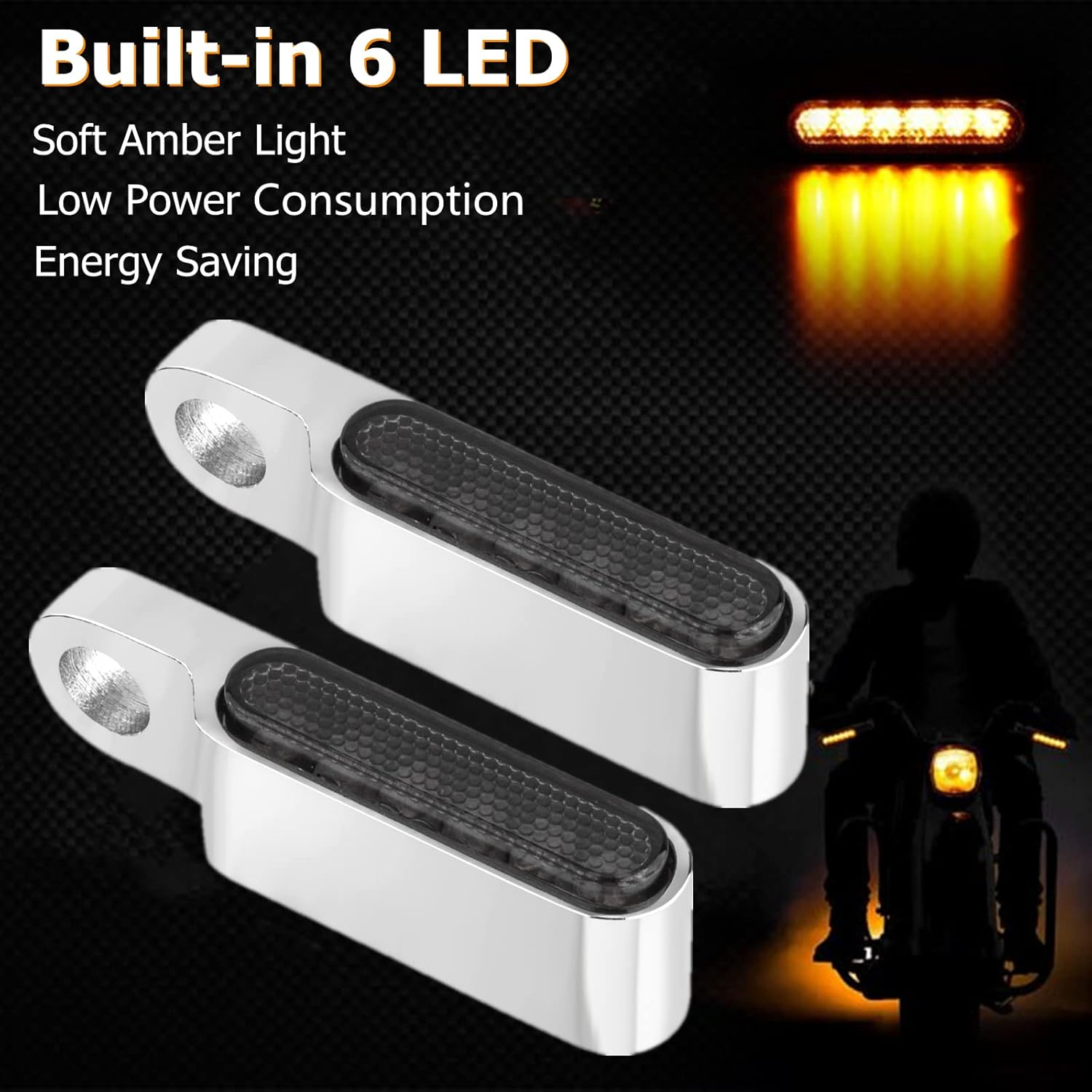 CICMOD Motorcycle LED Turn Signals 2PCS Mini Handlebar Brake Clutch Marker Lights Chrome for Harley image number 3