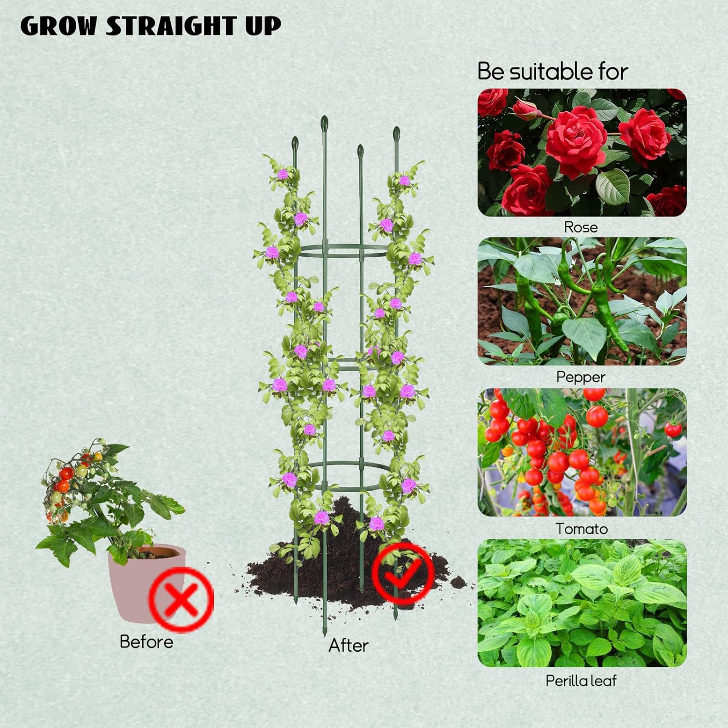 1 Packages Plant Rack, Tomato Cage, Tomato Rack up to 54.5 Inches Adjustable Height for Growing Tomato Plants, Potted Green, Climbing Vegetable Plants (1)