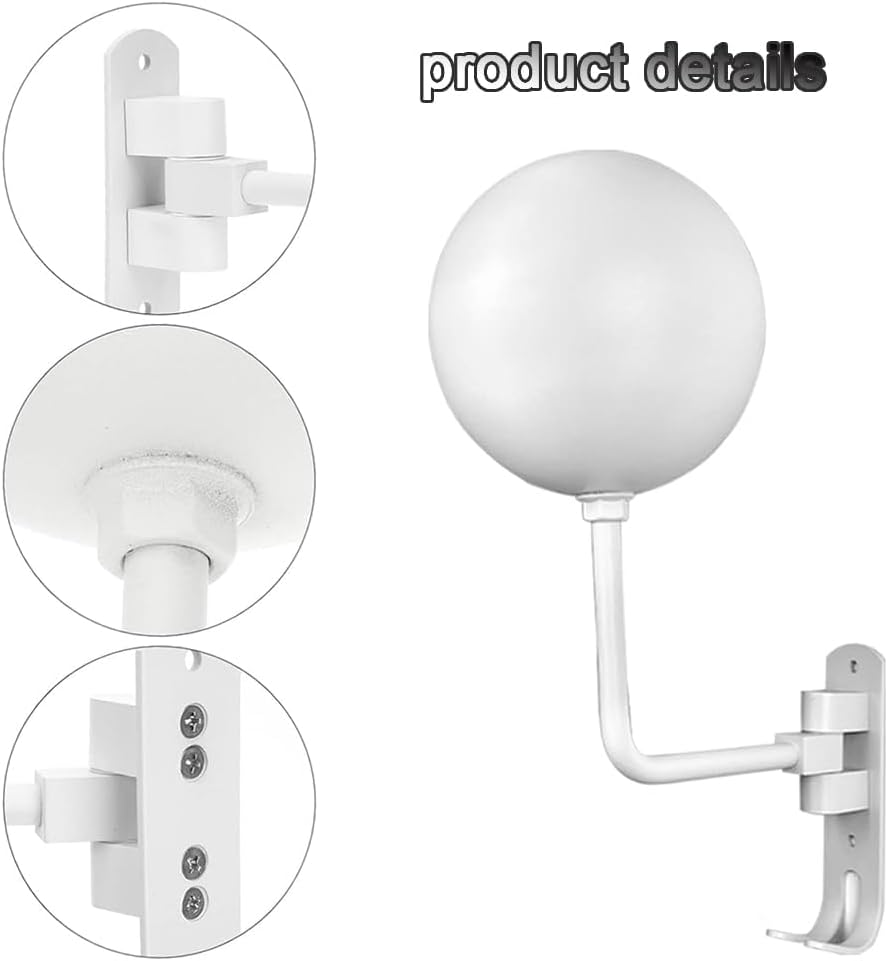 Motorcycle Helmet Rack with 2 Hooks, 180&deg; Rotation Aluminum Alloy Helmet Holder Wall Mount, Helmet Display Rack for Motorcycle Bike Coats, Caps, Baseballs, Rugby Helmet, White image number 3