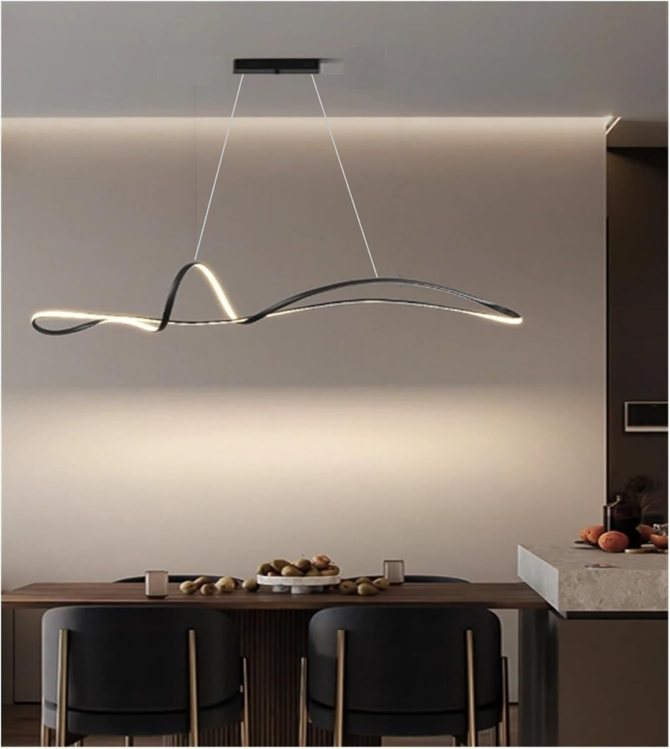 BAMDECOR A210 Modern LED Linear Pendant Lights with Dimmable LED and Adjustable Hanging Length 120Cm/150Cm -Black (180CM) image number 3