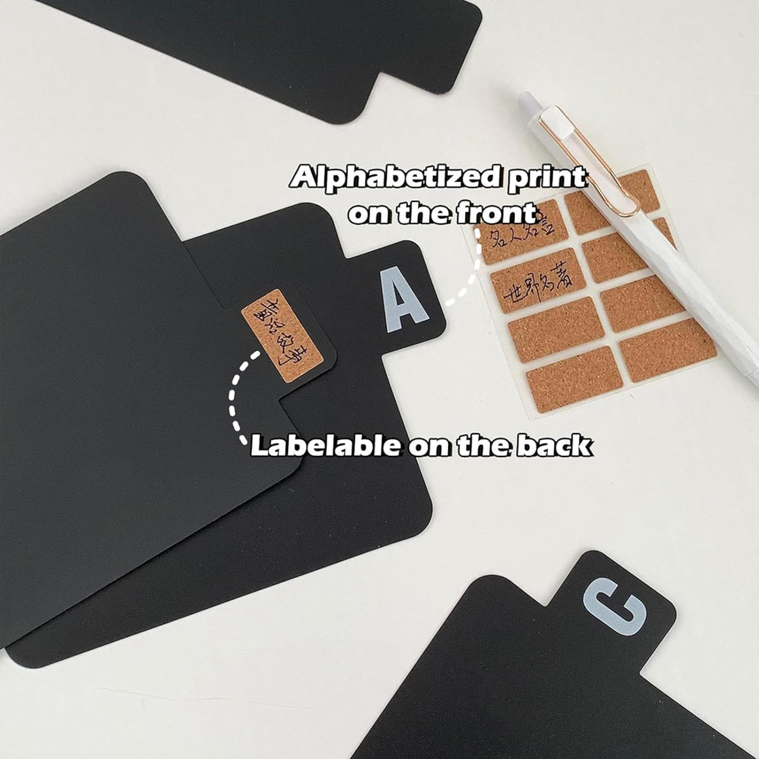 26 Pcs Vinyl Record Dividers, A-Z Black Storage Dividers Kit,Record Holder Organizer Guides,Alphabetical Record Alphabet Separator Alphabetize Organizer for Album CD DVD Media Book Shelf Storage image number 2