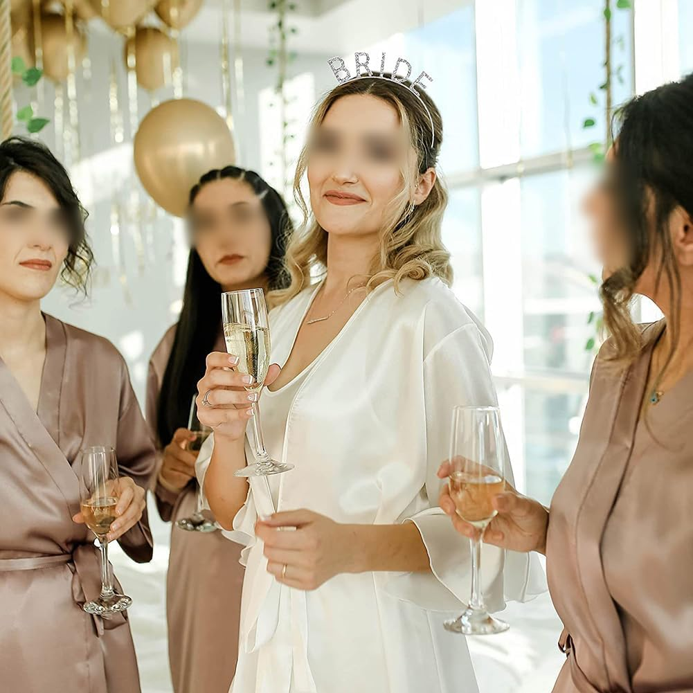 Rhinestone Bridal Headband Hen Night Hair Band Bridal Shower Headpiece Sparkling Crystal Bridal Crown Engagement Party Hair Accessories for Wedding, 12 Cm, Crystal image number 5