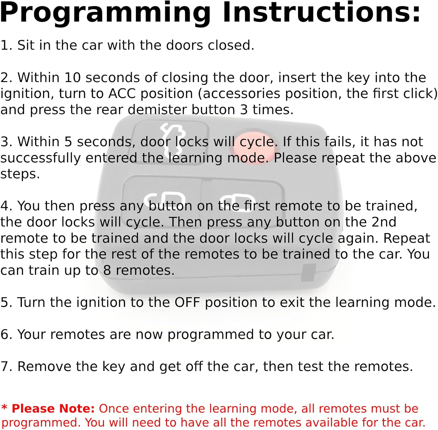 QSDIYRF 4-Button Car Remote Compatible with Ford Falcon/Fairmont/Fairlane BA BF 2002-2010 Series, Works for Xr6/Xr8/Fpv/Territory SX SY 2002-2010 Models, 433Mhz Complete Remote Replacement, 1 Pack image number 2
