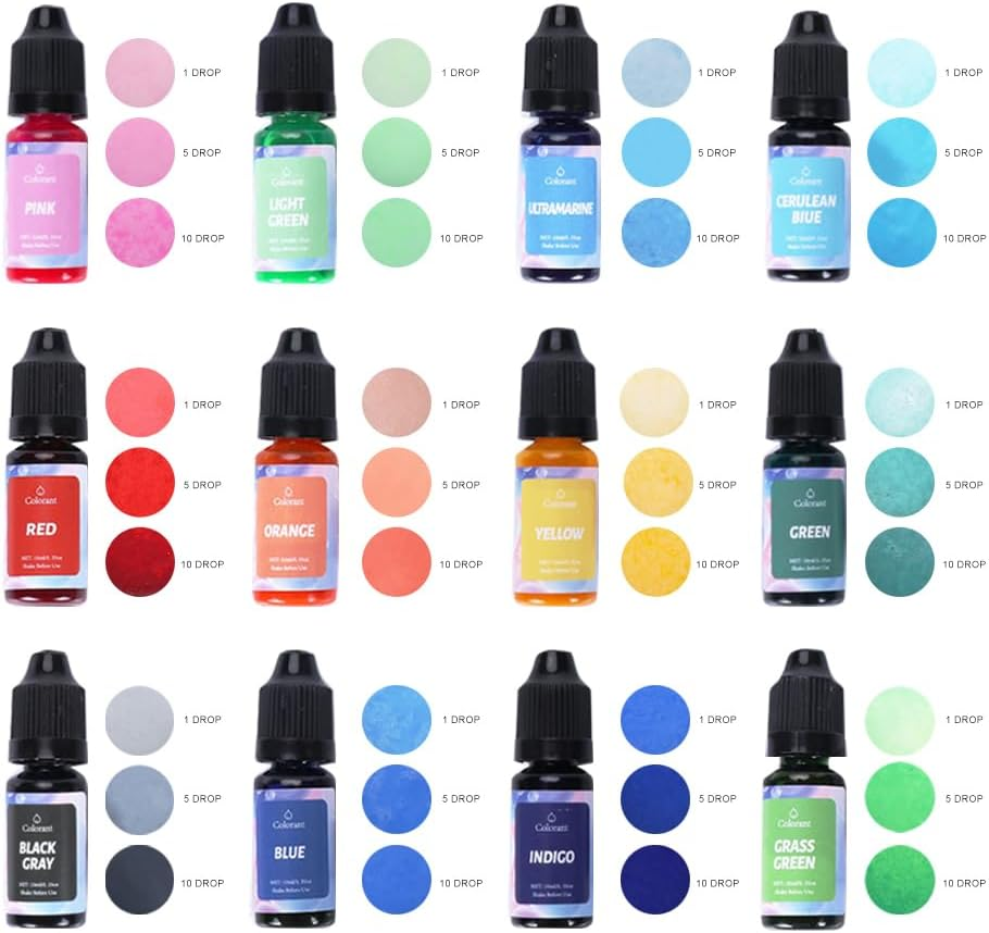 Vivva Candle Dye - 24 Colours, Highly Concentrate Liquid Dye for Soy Wax Candle Making, Candle Making Supplies, with 50Pcs Mixing Sticks, 10Ml / Bottle image number 4