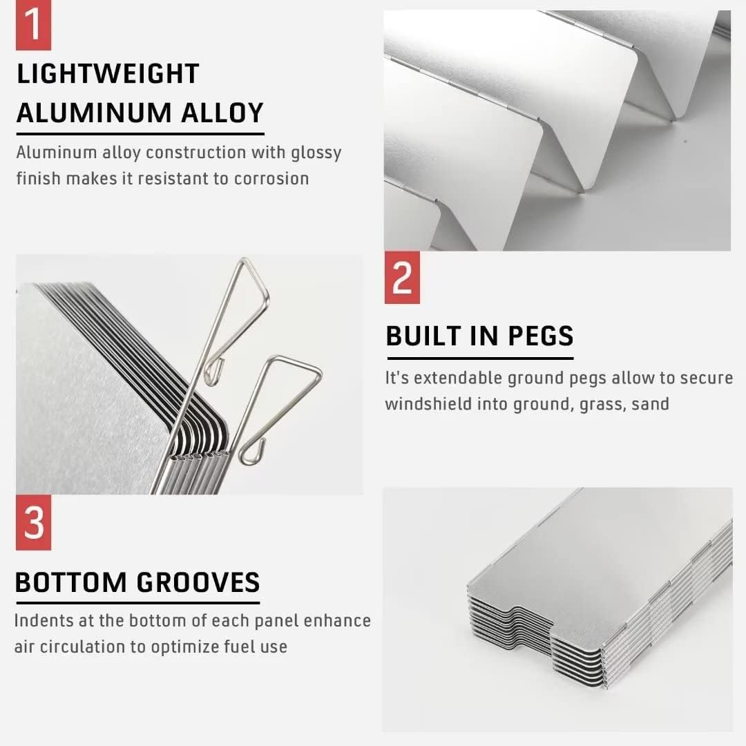 1 Pack Camping Stove Windscreen with Carrying Bag, Lightweight Aluminum Alloy Folding Windshield, Portable Outdoor Stove Windshield Board for Camping Stove Butane Stoves Alcohol Stove (12 Plates) image number 5