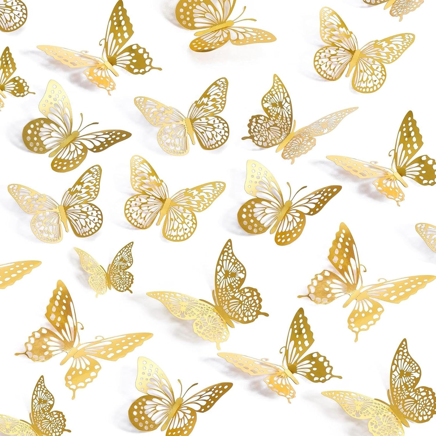 48 Pcs 3D Butterfly Wall Decor,Gold Butterflys Decorations for Birthday Decoration Butterfly Party Decorations Cake Decorations,Wall Stickers,Removable Stickers 4 Styles 3 Sizes,(Gold) image number 4