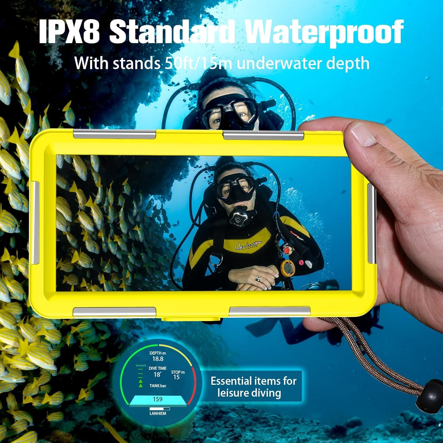 Waterproof Phone Case Underwater Phone Pouch 15M Case with Lanyard for Swimming Snorkeling Raining Dustproof image number 5