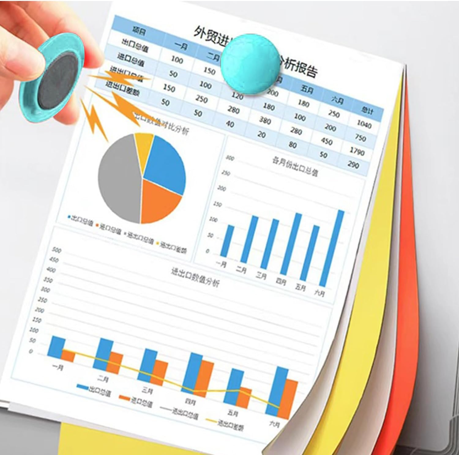 Colorful round Magnetic Push Pins &ndash; Strong Hold Magnets for Whiteboard & Blackboard, Office and Classroom Teaching Supplies image number 2
