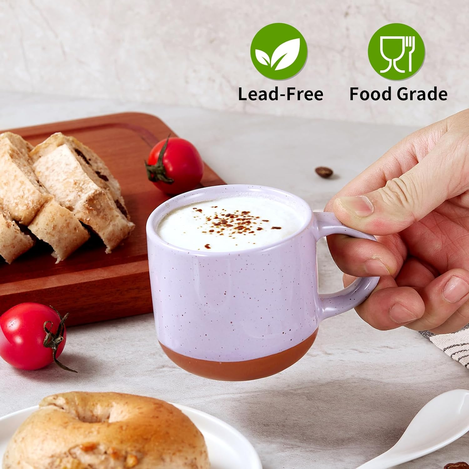 Morandi Color Ceramic Mini Espresso Cups Set of 6, 5 Oz Expresso Mugs with Handle, Porcelain Coffee Mugs Demitasse Cups, Modern Style Cups, Microwave Dishwasher Safe Suit for Espresso Machine image number 4