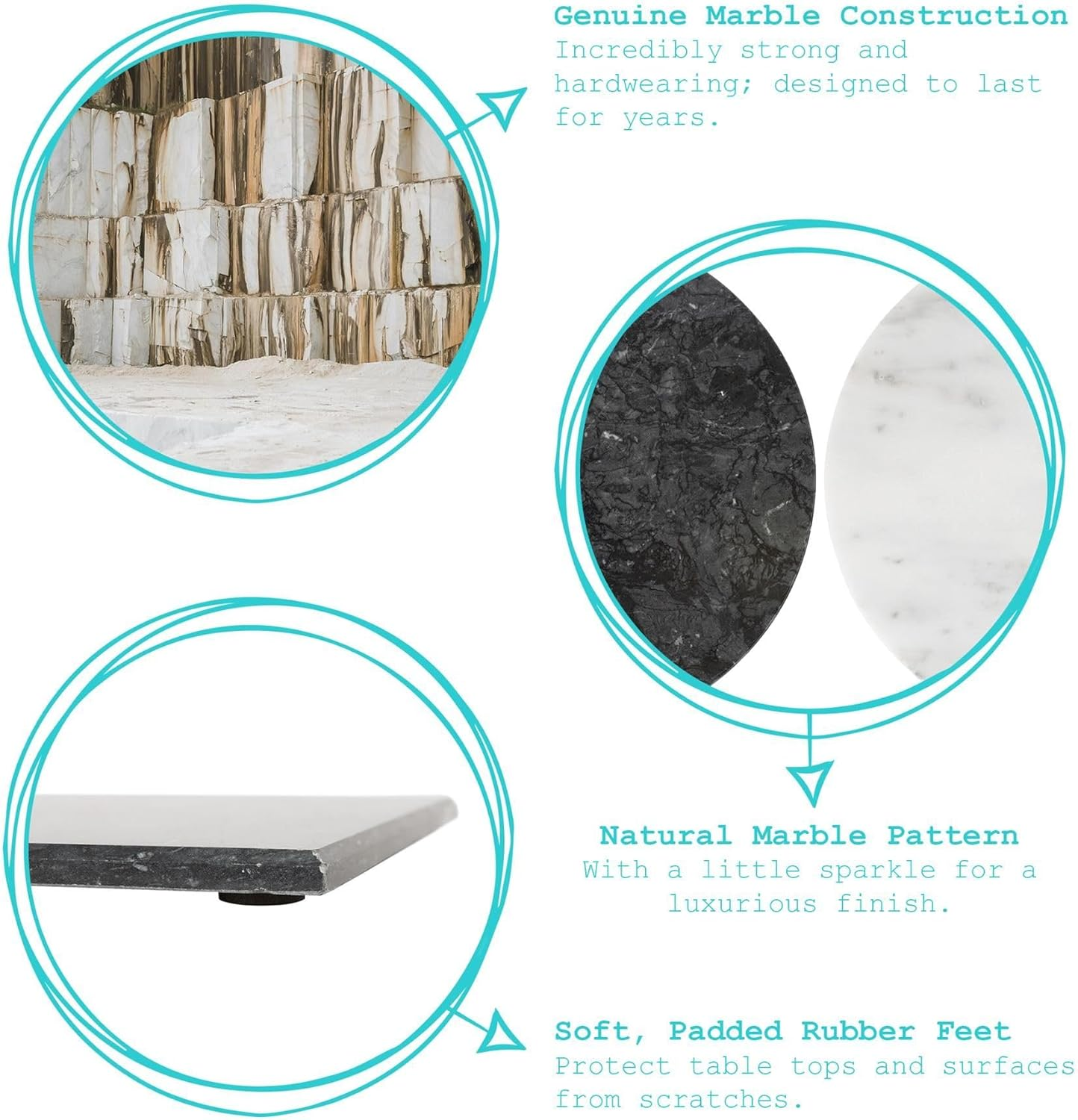 Argon Tableware Marble Chopping Board - 30Cm - White - round Cutting Board Solid Worktop Protector Mat Serving Platter for Slicing Vegetables, Cutting Meat, Meal Preparation image number 1