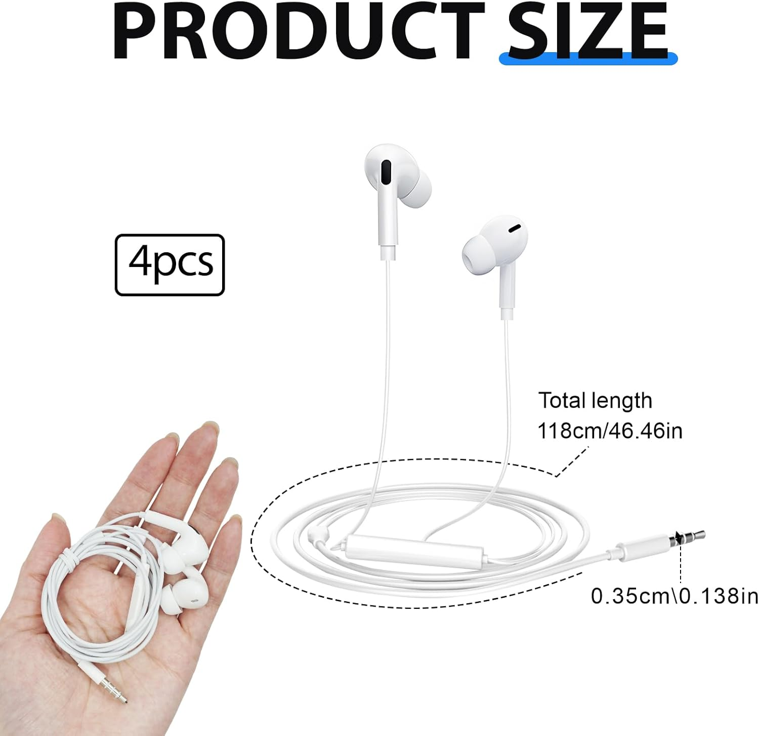 SRLWMYI Wired In-Ear Headphones 3.5 Mm with Microphone and Volume Control 4 Pack Cable Headphones for Mobile Phones MP3 Player Connection Excellent Sound Quality Ergonomic Design image number 4