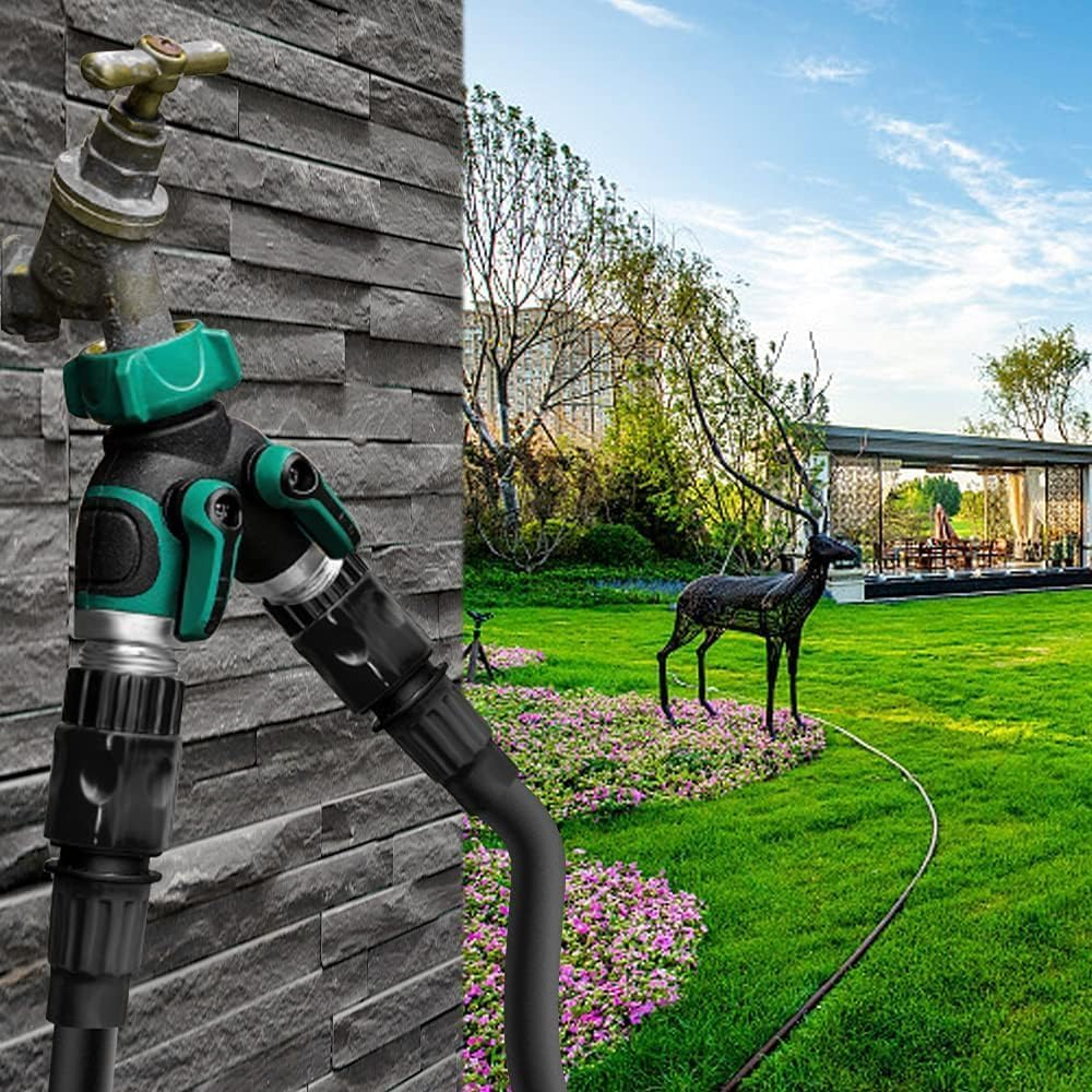 Garden Hose Splitter, 2 Way Hose Tap Connector, Hose Pipe Connector, Garden Water Pipe Connectors, Garden Hose Y-Splitter Connection with Individual On/Off Valves for Water Pipe image number 2