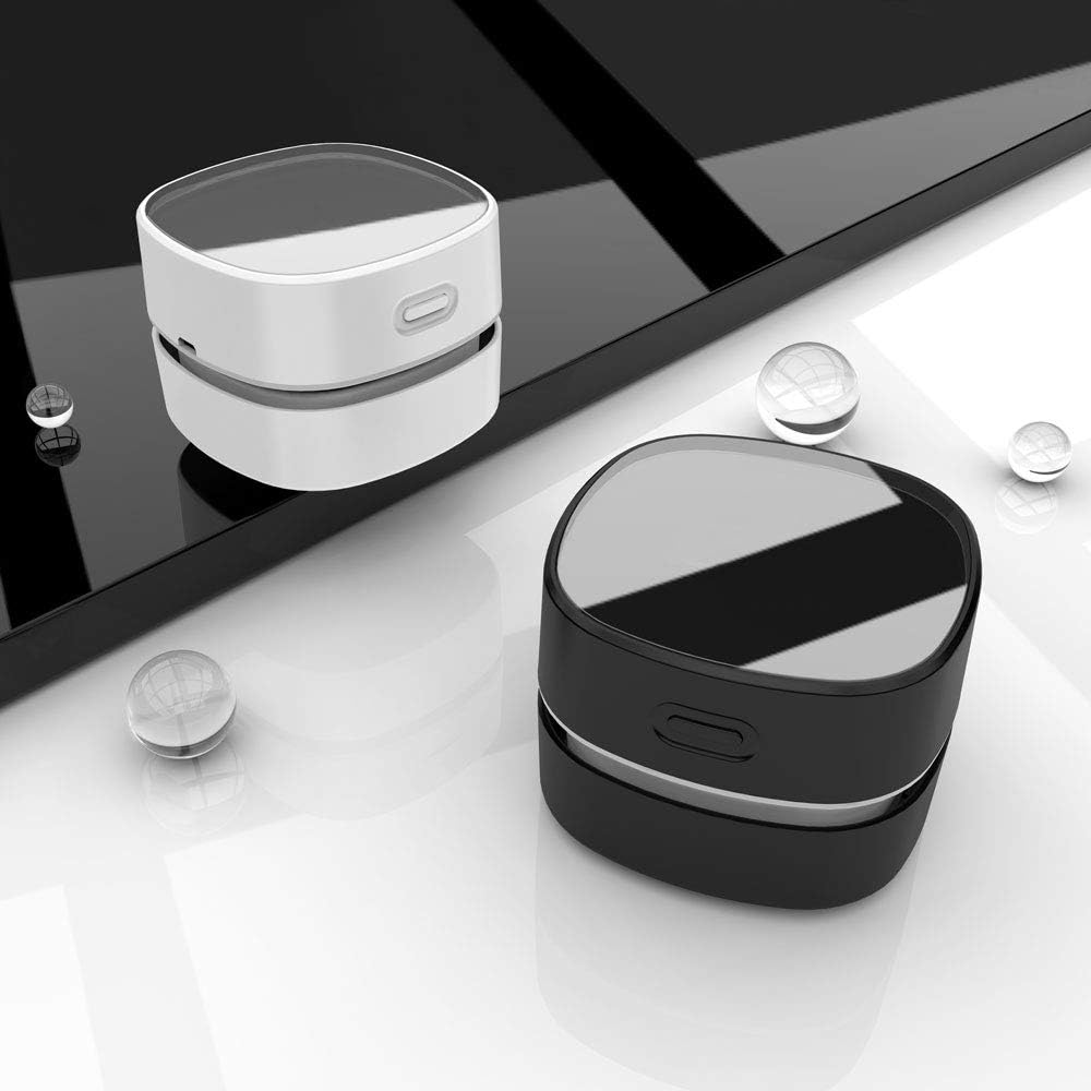 ODISTAR Desktop Vacuum Cleaner,Mini Table Dust Sweeper Energy Saving,High Endurance up to 400 Mins,Cordless&360&ordm; Rotatable Design for Cleaning Hairs,Crumbs,Computer Keyboard (Black Charging) image number 7