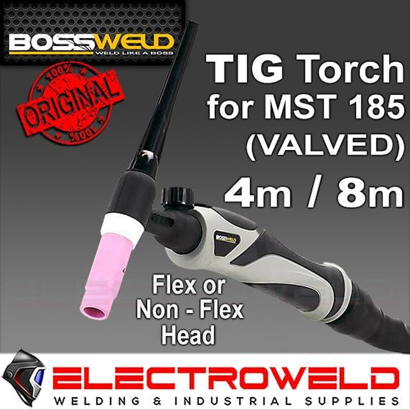 BOSSWELD 17 TIG Torch, Flex Valve MST185 MST188X Welder 4M 8M, 9 Pin Welding Gun (8M) image number 1
