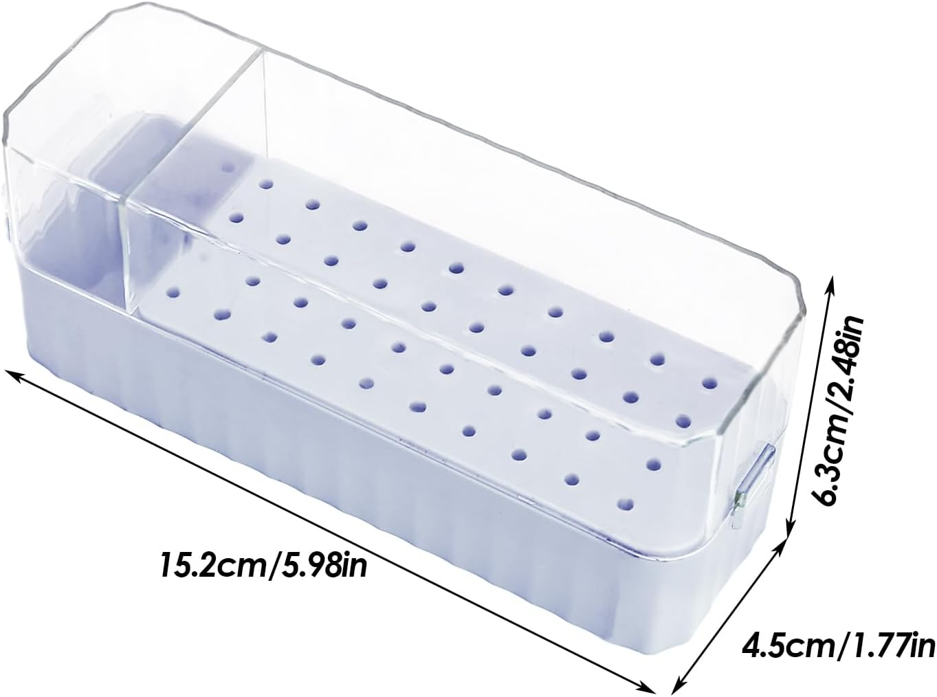 Nail Milling Cutter Case Organizer for Nail Tools with 40 Holes - Storage Box with Transparent Dust Proof Lid for Artistic Details Women Youth image number 4