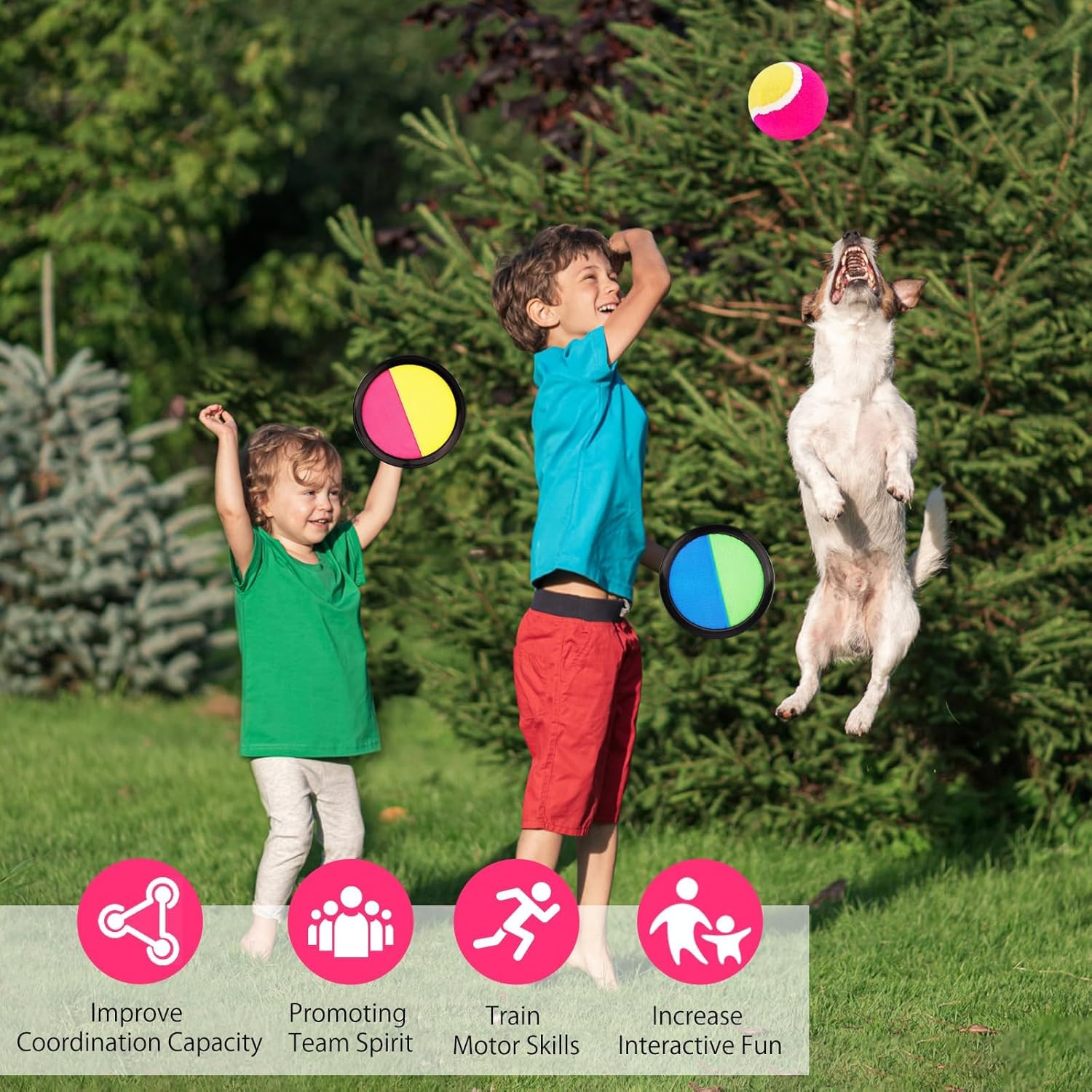 DAKLUNAR Velcro Ball Game Throwing Game Children from 3 4 5 6 7 Years Velcro Ball Beach Toy with 4 Catch Discs image number 3