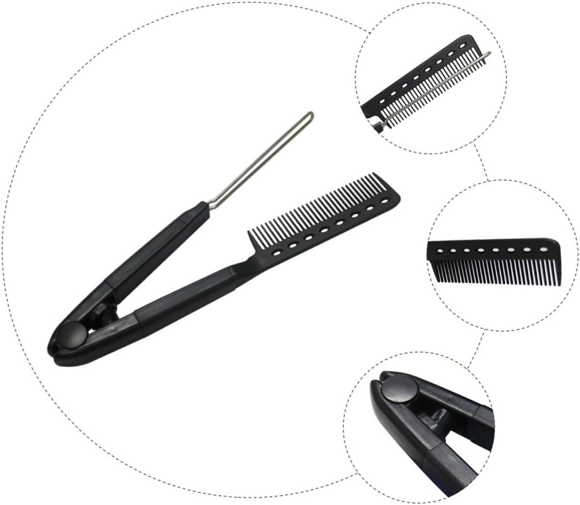 KAILIKETIY 1Pc Shaped Hair Straightener Comb Compact Durable Styling Tool for Straightening Comfortable Grip Smooth Teeth Design for Go Hair Care image number 4