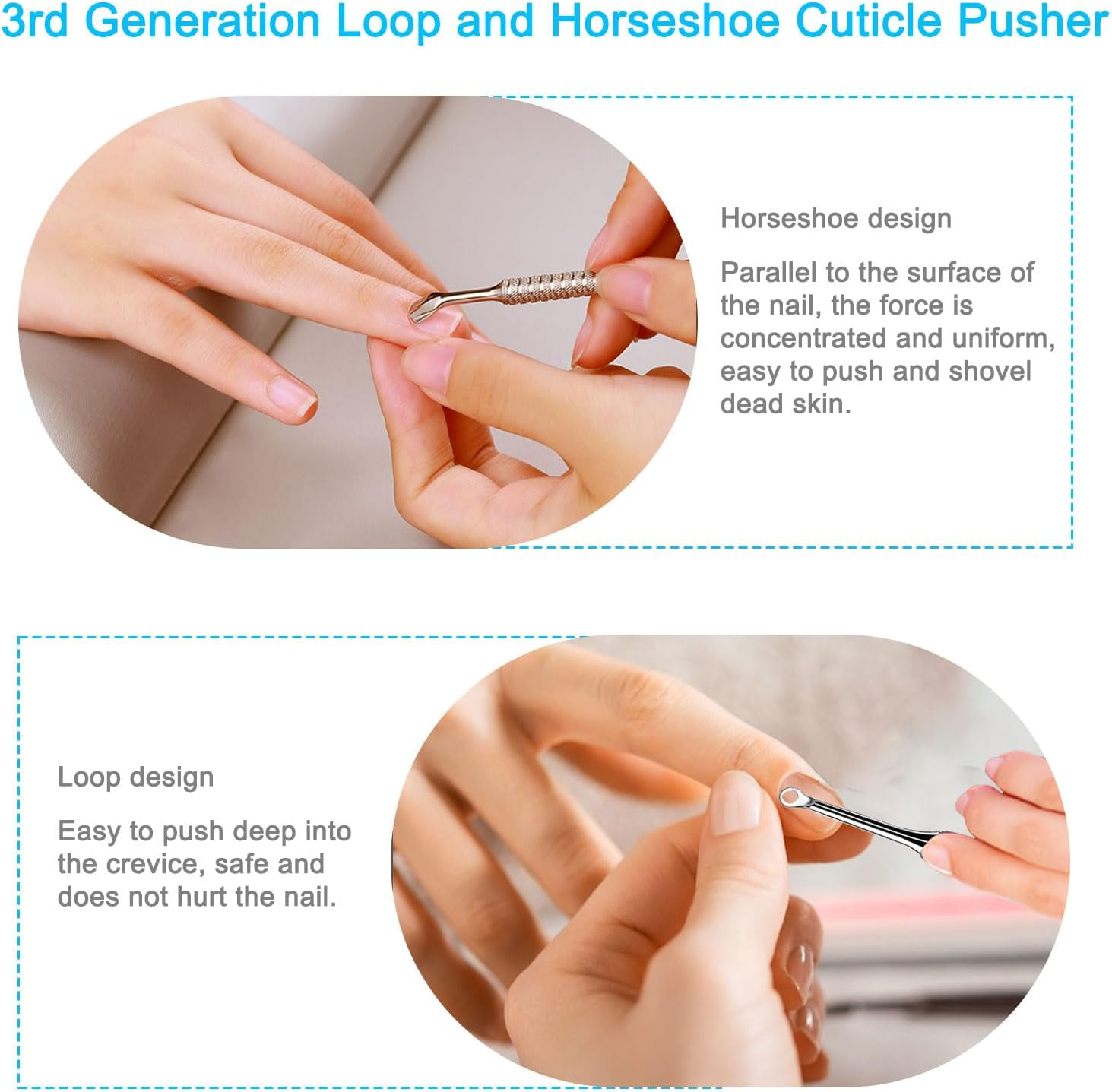 Pingispower Cuticle Pusher with Fork, 2PCS Professional Cuticle Remover Tools, Premium Stainless Steel Cuticle Cutter Durable Manicure Kit and Pedicure Tool Set for Fingernails and Toenails image number 1