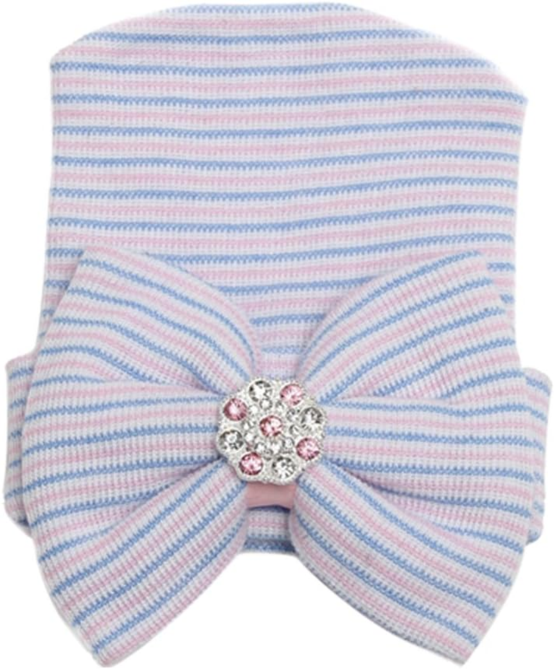 4Pcs Newborn Hat Infant Baby Hat Cap with Big Bow Soft Cute Knot Nursery Beanie image number 4