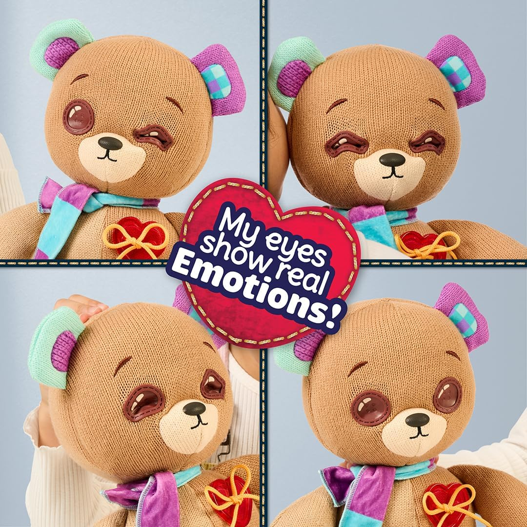 Thready Bear - Interactive 14" Plush Teddy Bear. Make a Wish & Bear Comes to Life. Magical Expressive Button Eyes - Happy, Sad, Winks & Blinks. 70+ Expressions & Reactions. Batteries Included. Ages 3+ image number 4