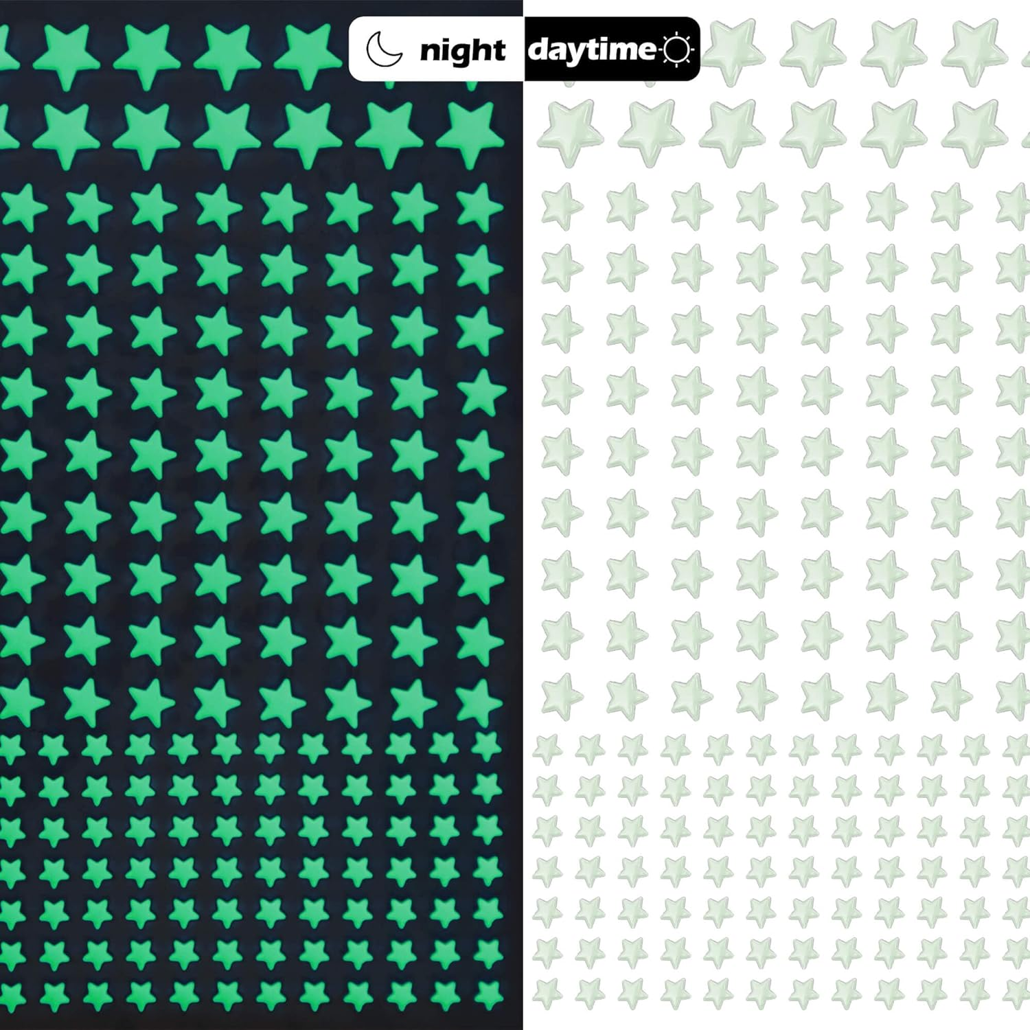 Glow in the Dark Stars Decals Decor for Ceiling 633 Pcs Realistic 3D Stickers Starry Sky Shining Decoration Perfect for Kids Bedroom Bedding Room Gifts image number 1