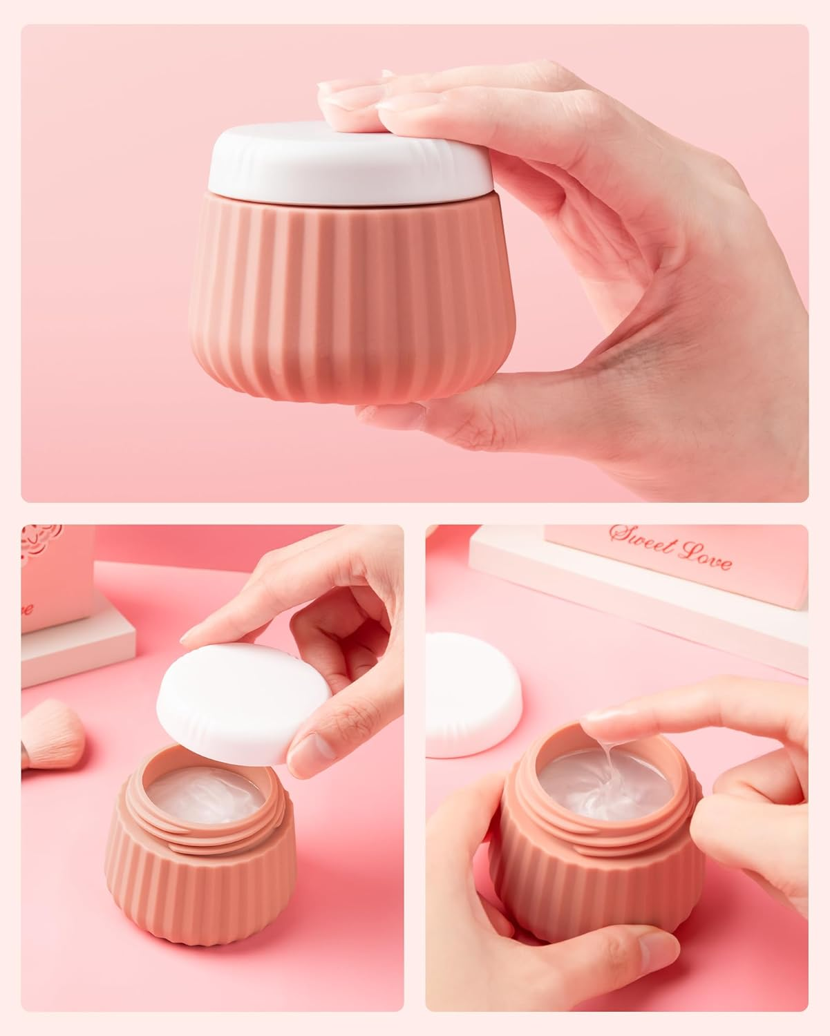 Mrsdry Travel Containers for Toiletries 4 Pack, TSA Approved Travel Size Toiletries, Travel Size Containers, with Clear Bag Leak Proof Silicone Jars, Travel Essentials Creams Jars Carrying Small Items image number 3