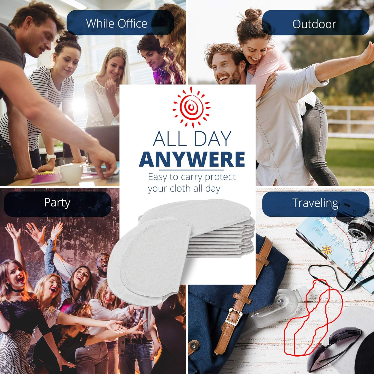 80 Pack Premium Quality Underarm Sweat Pads for Men and Women &ndash; No Odor No Stain Strong Adhesive &ndash; Invisible Armpit Pads image number 1