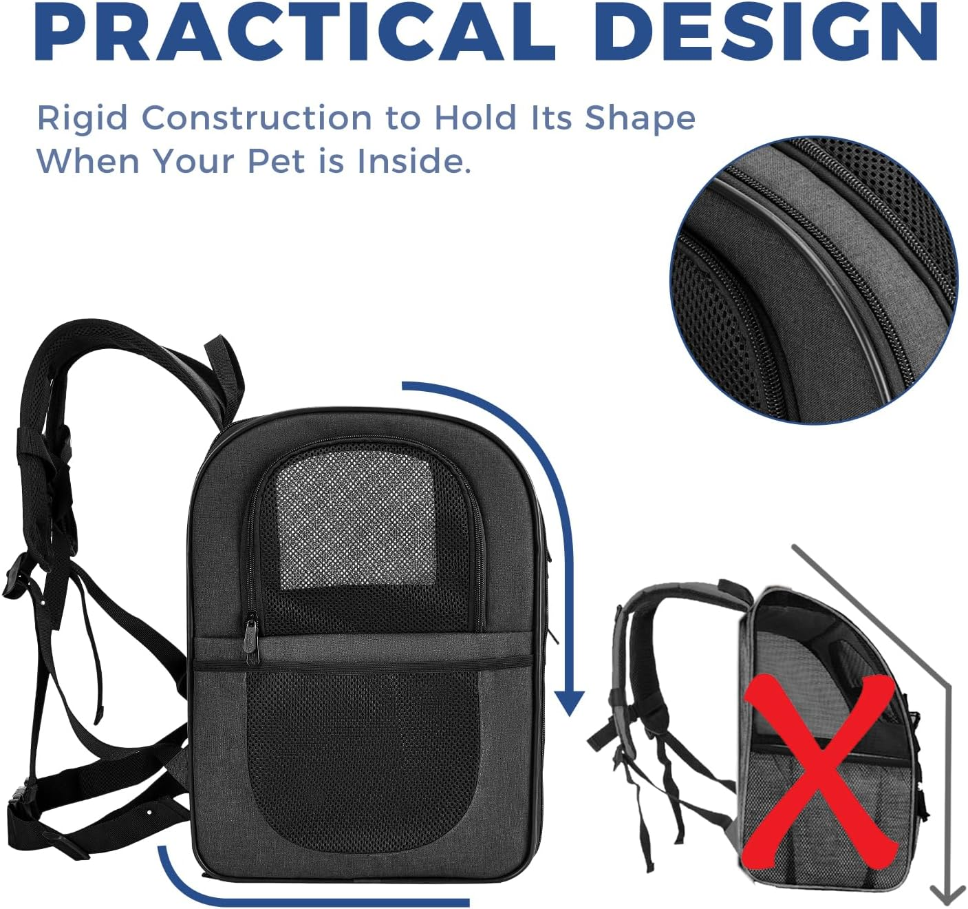 Apollo Walker Pet Carrier Backpack for Large/Small Cats and Dogs, Puppies, Safety Features and Cushion Back Support for Travel, Hiking, Outdoor Use (Black) - Black image number 2