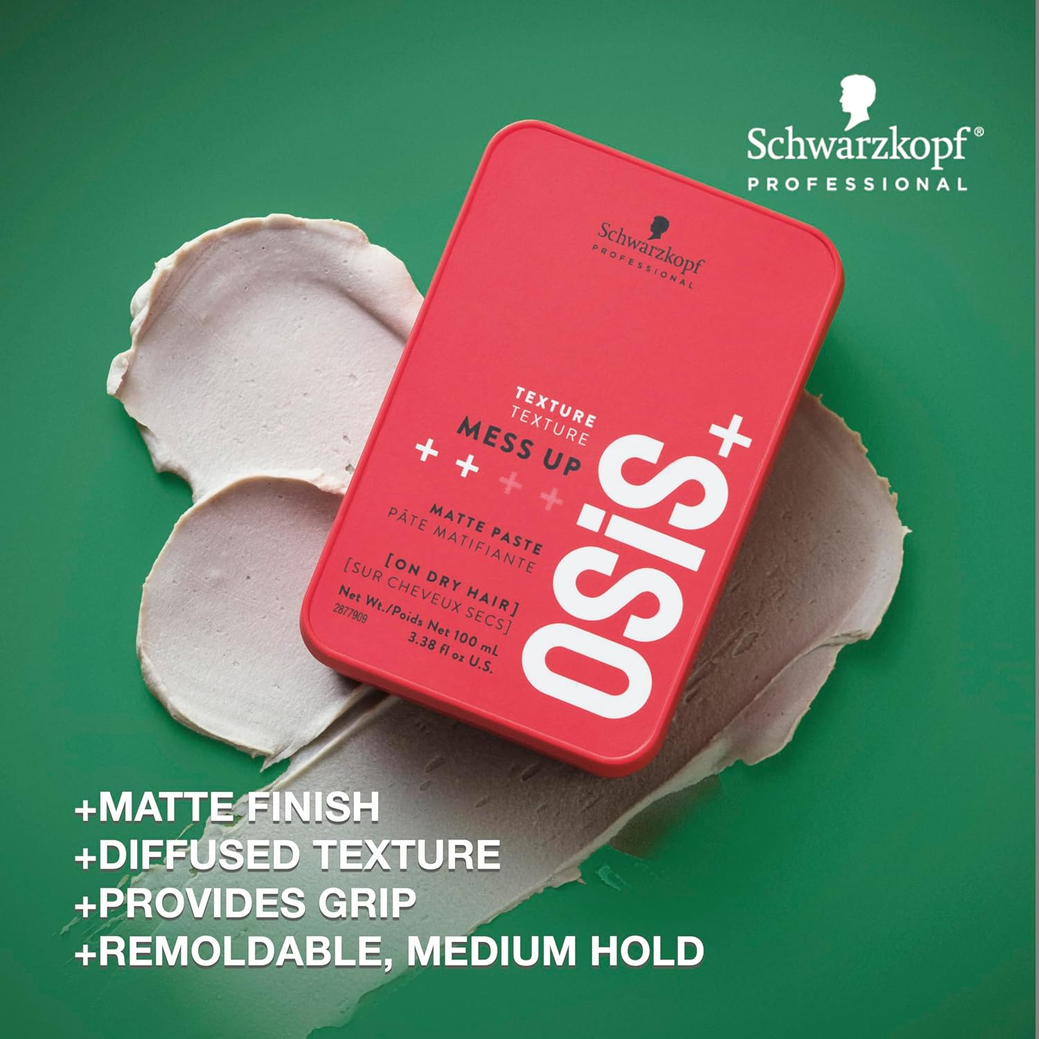 Schwarzkopf Osis Mess up Texture Matt Gum Paste Clay, 100 Ml image number 2