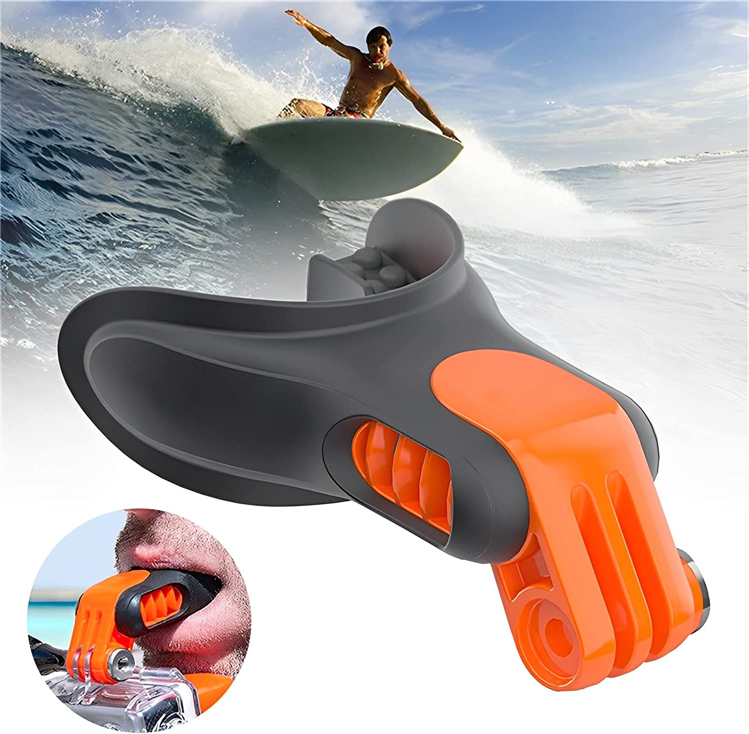REYGEAK Mouth Mount for Gopro Hero11/10 Insta360 X3/DJI Action 3, Bite Mount Mouthpiece Holder POV Filming for Hero 11 10 9 8 7 Surfing Snowboarding Body Boarding Kayacking Including Floating Module