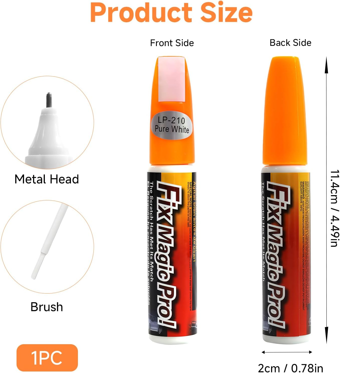 White Car Touch up Paint Pen, 12Ml 2-In-1 Scratch Repair Pen with Alloy Tip & Brush and Colour Match Cap, Quick Fix for Minor Scratches on Vehicle Paintwork Car Scratch Remover Pen image number 5