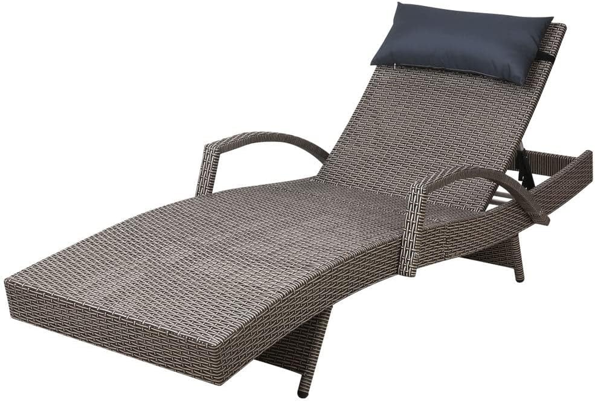 Gardeon Chaise Lounge Chair with 4 Adjustable Position Thickened Cushion Grey image number 3