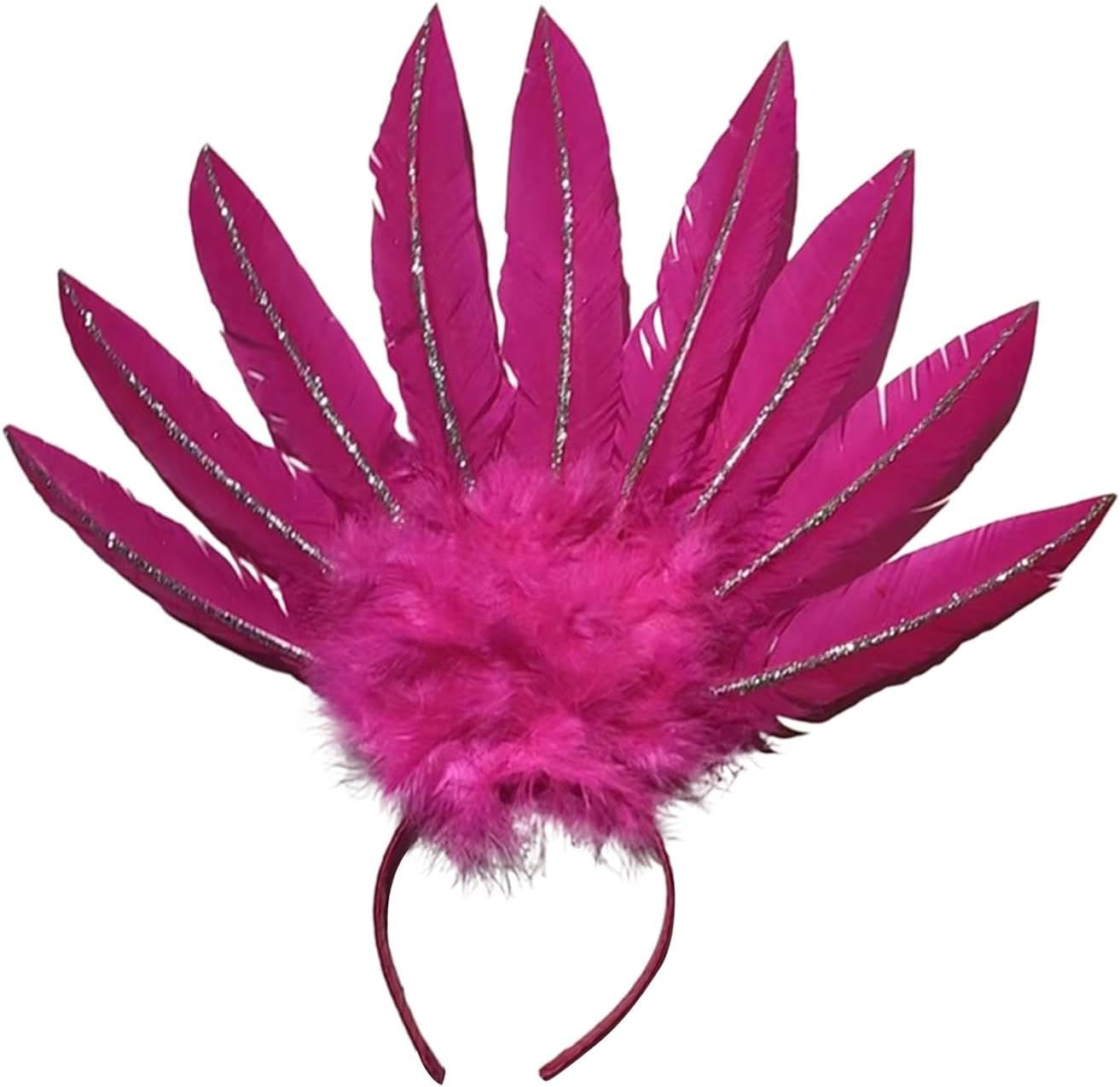 UGPLM Feather Headdress Headwear Costume Fascinator Headband Cosplay Hair Bands Headpiece for Halloween Dance Performance Festival, Red