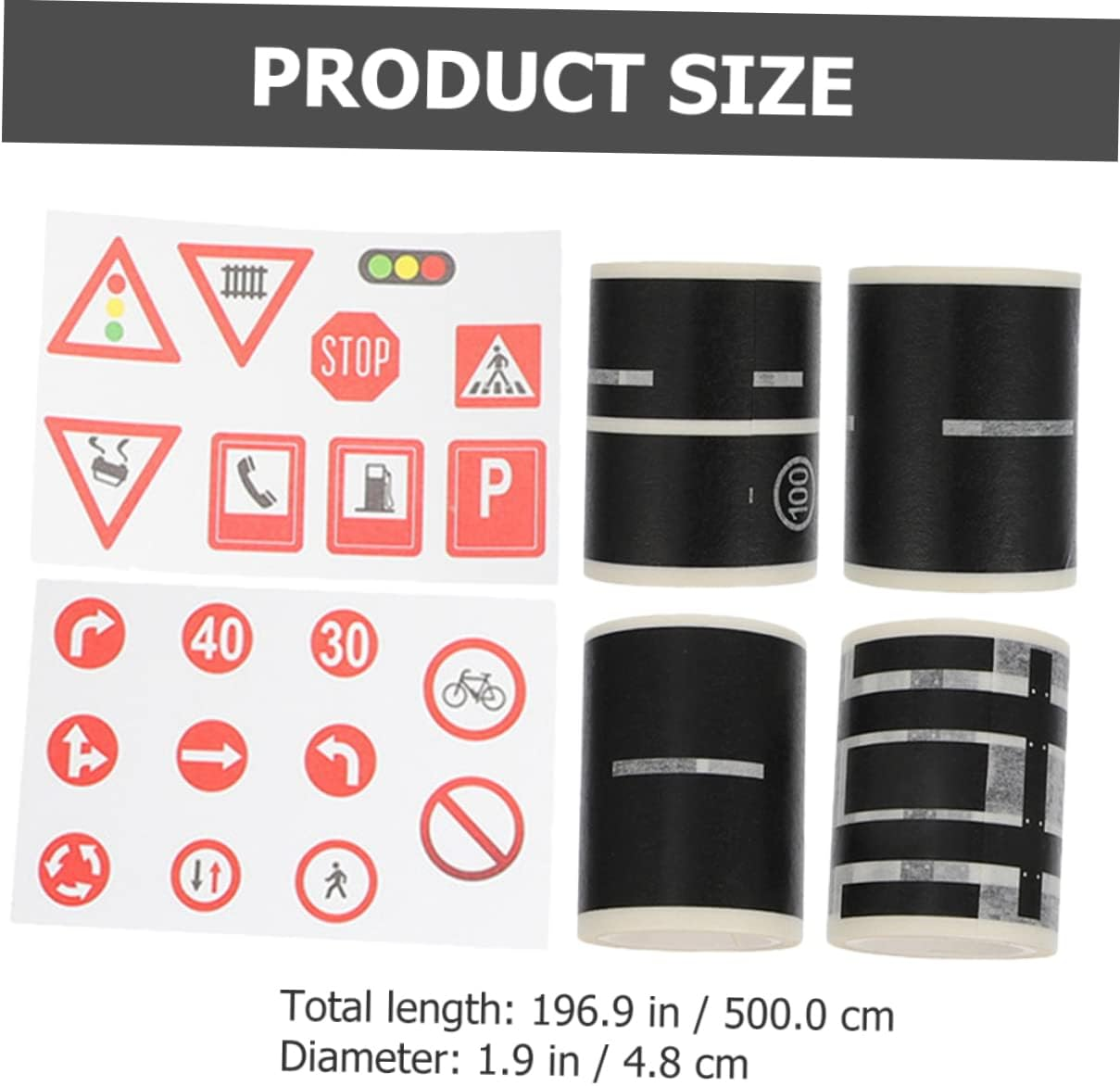 KOMBIUDA Adhesive Traffic Tapes Removable Road Stickers DIY Toy Railway Stickers Boys and Girls Decorative Traffic Sign for Playing