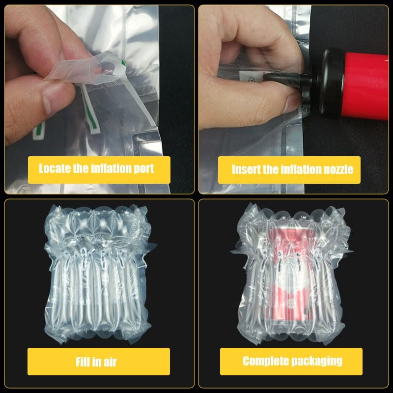 12-Pack Reusable Wine Bottle Travel Protector Bags with Free Pump &ndash; Inflatable Air Column Bubble Packaging for Safe Wine Transportation, Durable & Lightweight image number 3