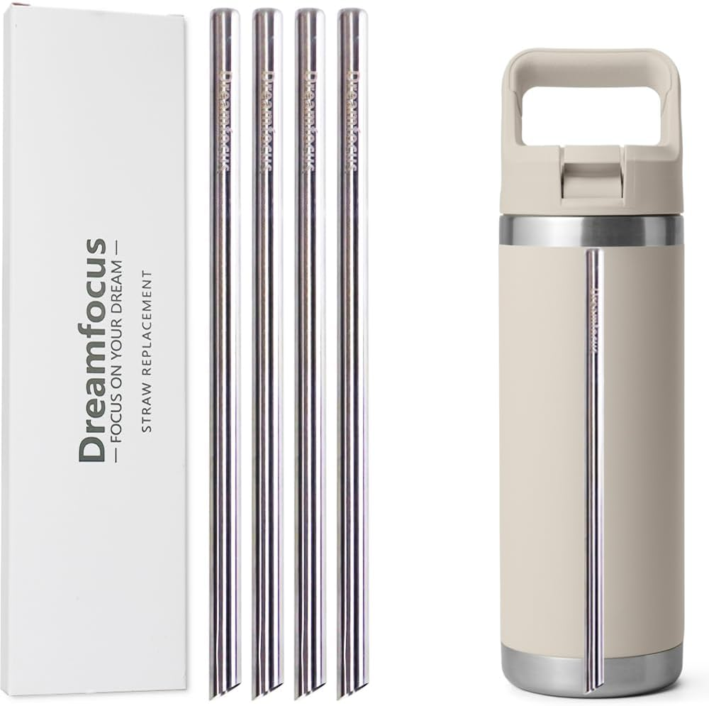 Dreamfocus Metal Straw Replacement Stainless Steel for YETI Rambler Straw Bottle 18 Oz 4 Pack image number 4