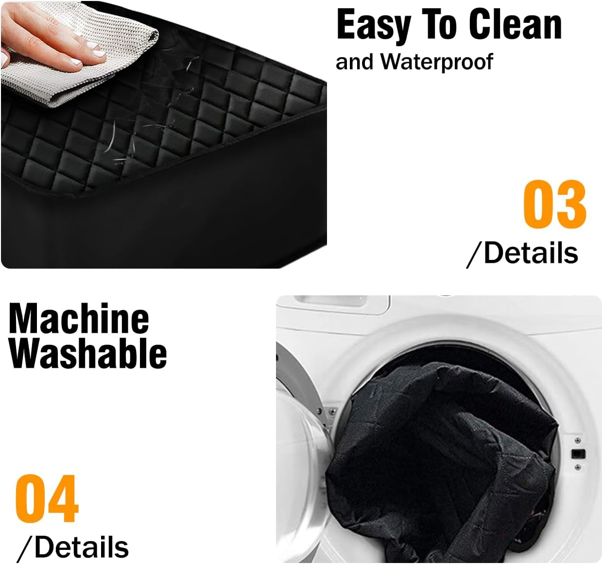 Dog Car Seat Cover, 45X58Cm Foldable Cover Vehicle Seat Protection, Dogs Cats Waterproof Pet Front Seat,Nonslip Pet Car Seat Protector Dog Seat Cover for Small and Medium Pets(Black) image number 3