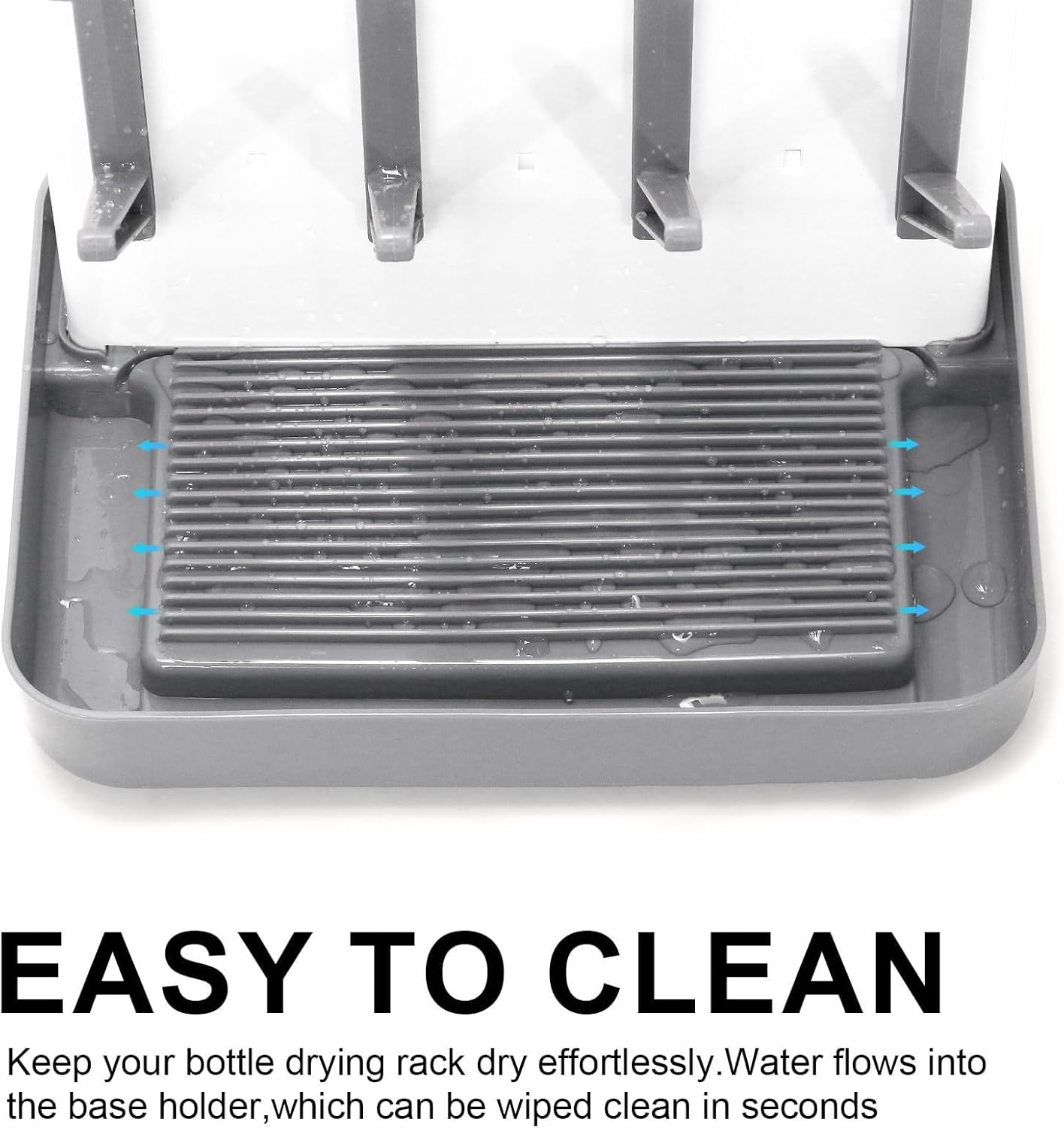 Baby Bottle Drying Rack Space Saving, Large Vertical Baby Bottle Storage Organizer & Bottle Dryer Rack for 12 Pc 8 Oz Bottles and Baby Accessories,Pump Parts,Pacifiers or Brush Stand - Bpa-Free - Gray image number 4