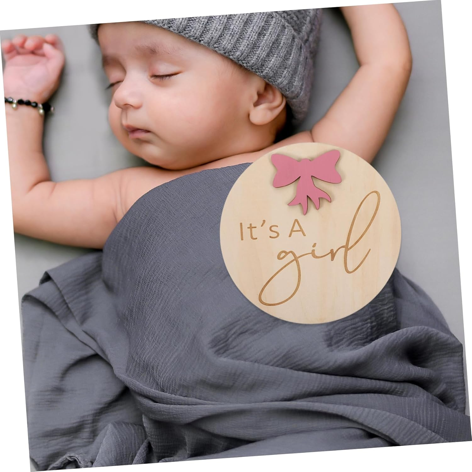 Healifty Wooden Birth Announcement Sign Rustic Milestone Photo Prop for Newborns for Photography Name Weight and Month Sign for Showers and Celebrations