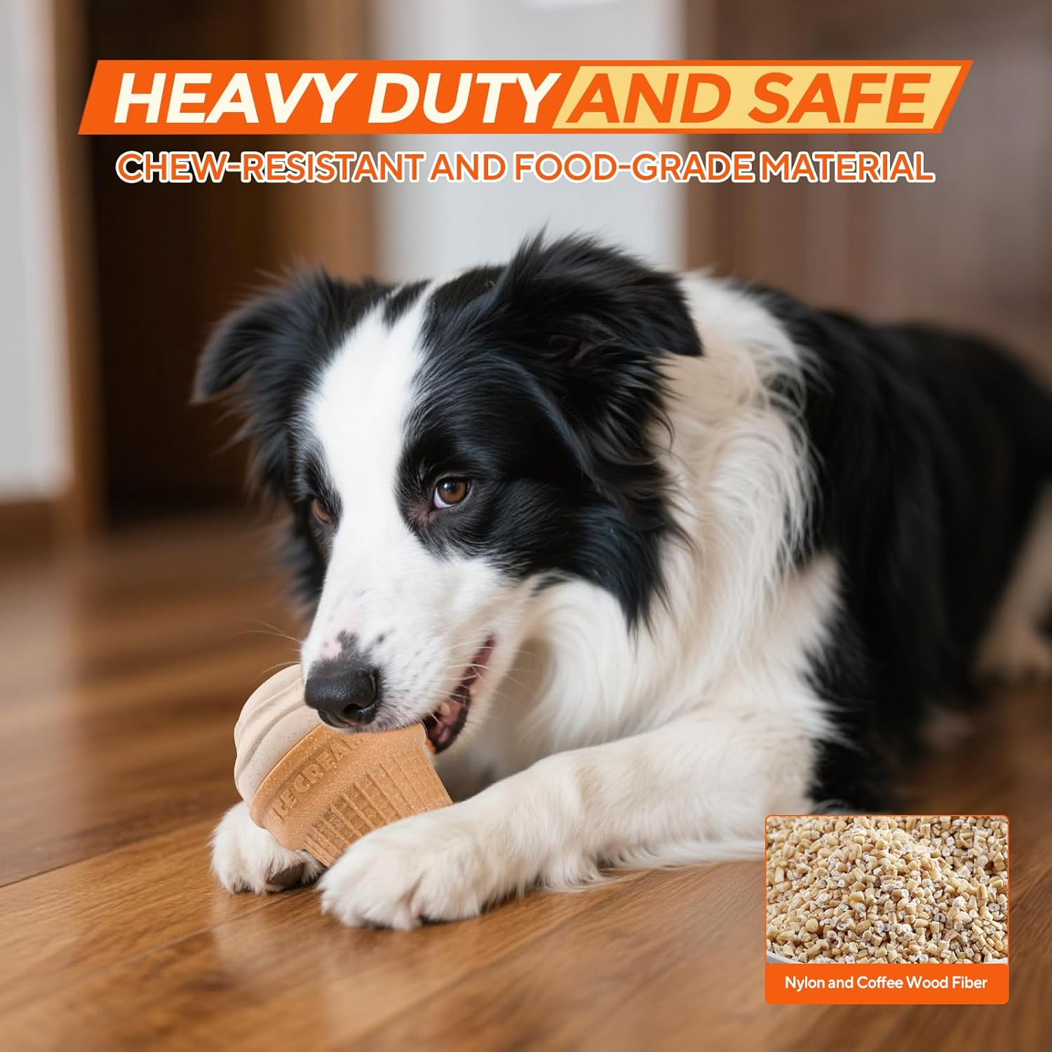 AUSCAT Dog Frozen Treat Toy,Treat Dispending Dog Toy,Dog Chew Toy, Freezable Fillable Treat Toy to Keep Dog Busy, Ice Cream Shape