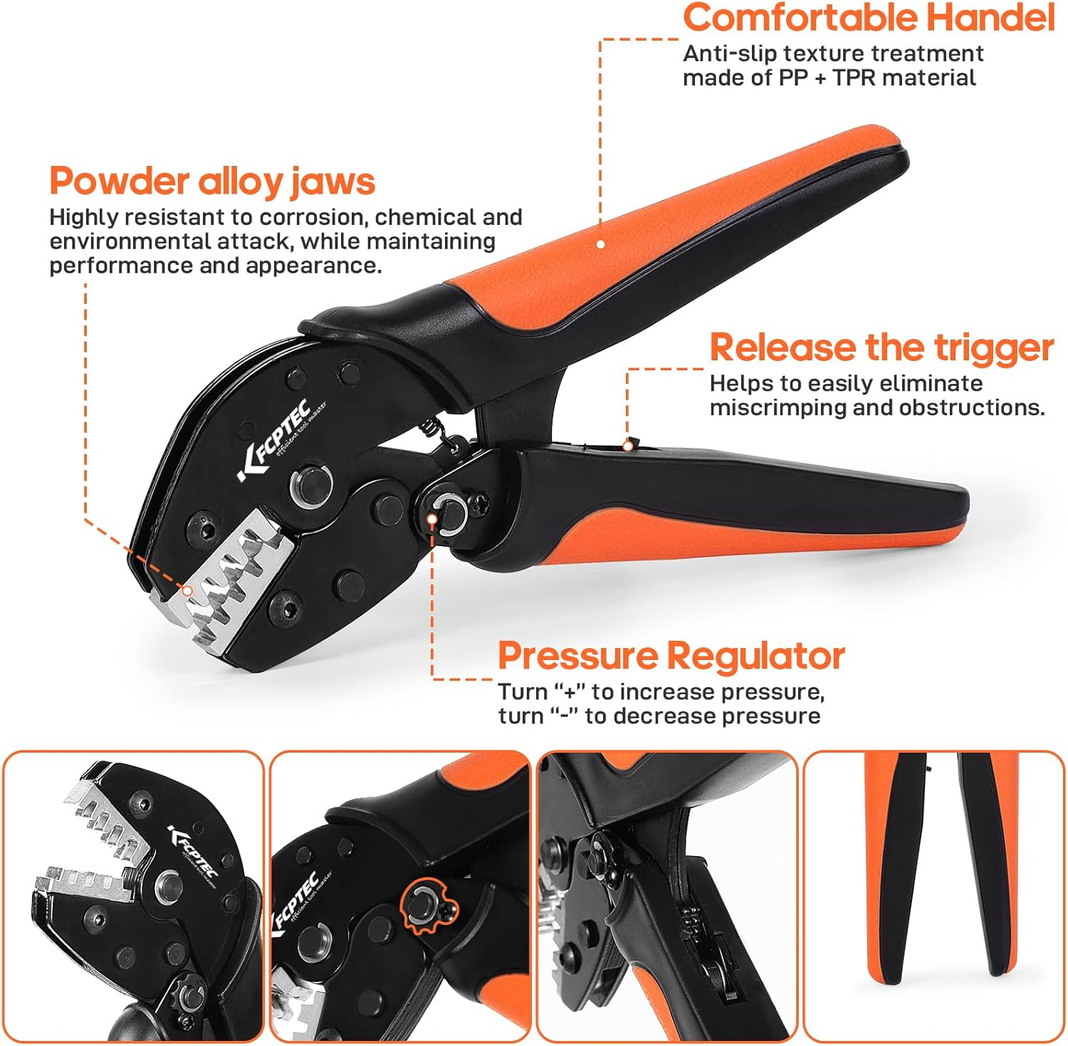 KF CPTEC Crimping Tool for Non-Insulated Terminals | Electrical Crimping Tools | Fits Molex, Dupont, JST, TE, EPC, Pcie, SATA Pins, AWG 24&ndash;16 (0.25&ndash;1.5Mm&sup2;) image number 3